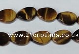 CTE192 15.5 inches 10*14mm twisted oval yellow tiger eye gemstone beads