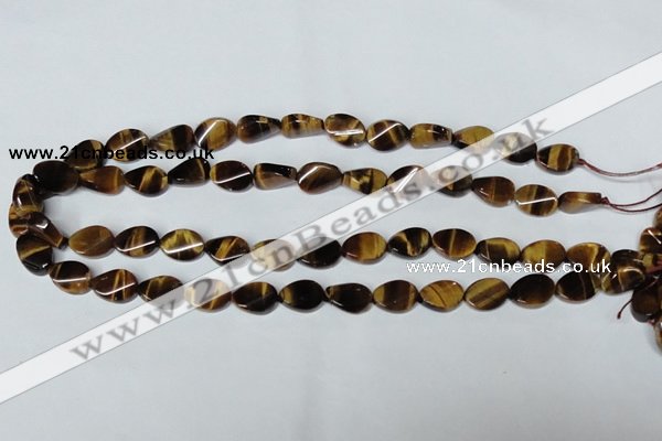 CTE192 15.5 inches 10*14mm twisted oval yellow tiger eye gemstone beads