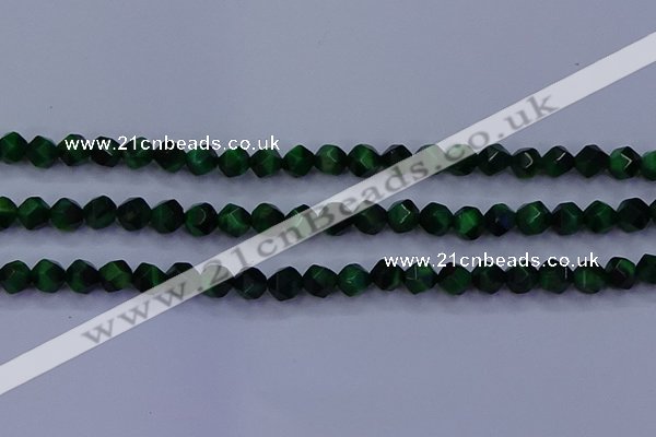 CTE1921 15.5 inches 6mm faceted nuggets green tiger eye beads