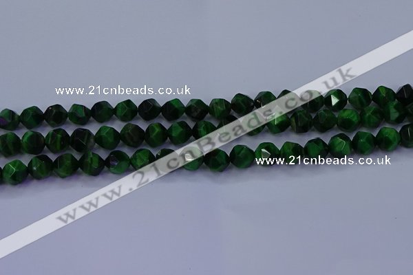 CTE1922 15.5 inches 8mm faceted nuggets green tiger eye beads