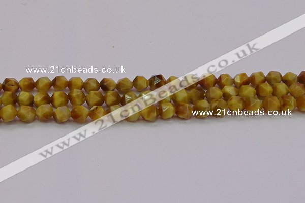 CTE1933 15.5 inches 10mm faceted nuggets golden tiger eye beads