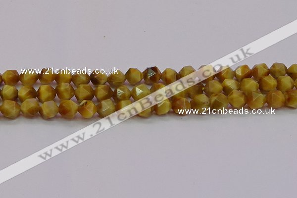 CTE1934 15.5 inches 12mm faceted nuggets golden tiger eye beads