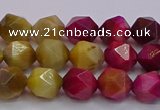 CTE1938 15.5 inches 10mm faceted nuggets mixed tiger eye beads