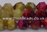 CTE1939 15.5 inches 12mm faceted nuggets mixed tiger eye beads