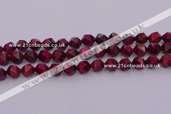 CTE1944 15.5 inches 12mm faceted nuggets red tiger eye beads