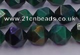 CTE1948 15.5 inches 10mm faceted nuggets green tiger eye beads