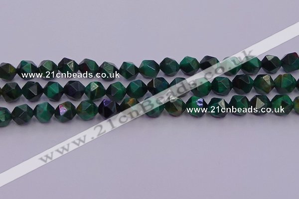 CTE1948 15.5 inches 10mm faceted nuggets green tiger eye beads