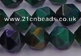 CTE1949 15.5 inches 12mm faceted nuggets green tiger eye beads