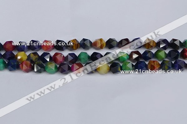 CTE1970 15.5 inches 8mm faceted nuggets mixed tiger eye beads