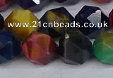 CTE1972 15.5 inches 12mm faceted nuggets mixed tiger eye beads