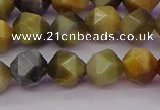 CTE1976 15.5 inches 8mm faceted nuggets golden & blue tiger eye beads