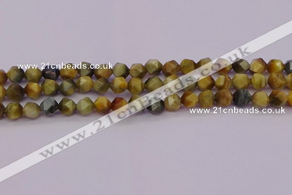 CTE1976 15.5 inches 8mm faceted nuggets golden & blue tiger eye beads