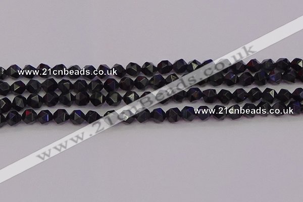 CTE1981 15.5 inches 6mm faceted nuggets blue tiger eye beads