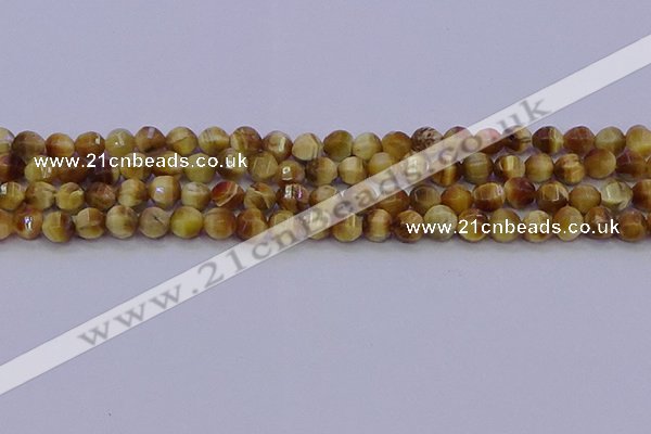 CTE1996 15.5 inches 6mm faceted round golden tiger eye beads