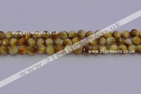 CTE1997 15.5 inches 8mm faceted round golden tiger eye beads