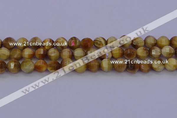 CTE1998 15.5 inches 10mm faceted round golden tiger eye beads