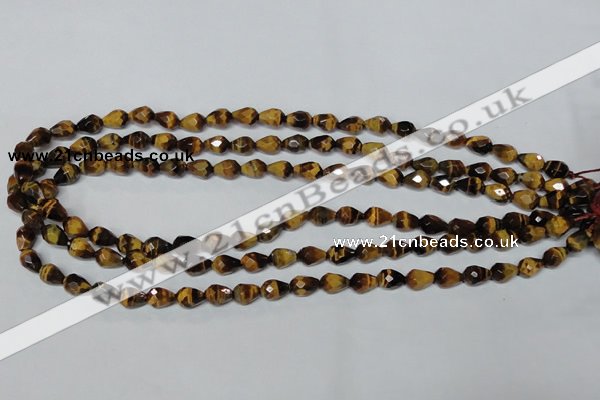 CTE203 15.5 inches 6*8mm faceted teardrop yellow tiger eye beads