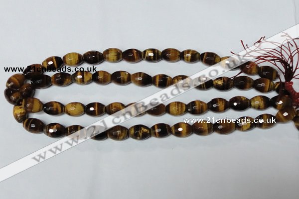 CTE206 15.5 inches 6*8mm faceted rice yellow tiger eye beads