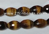 CTE208 15.5 inches 10*14mm faceted rice yellow tiger eye beads