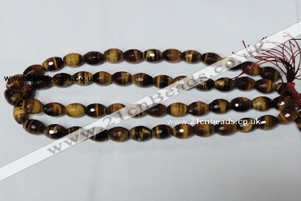 CTE208 15.5 inches 10*14mm faceted rice yellow tiger eye beads