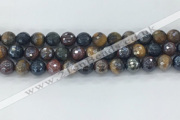 CTE2095 15.5 inches 10mm faceted round AB-color mixed tiger eye beads