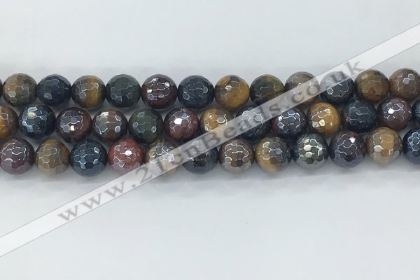 CTE2095 15.5 inches 10mm faceted round AB-color mixed tiger eye beads