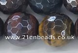 CTE2099 15.5 inches 18mm faceted round AB-color mixed tiger eye beads