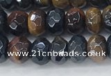 CTE2101 15.5 inches 4*6mm faceted rondelle AB-color mixed tiger eye beads