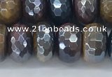 CTE2104 7*12mm faceted rondelle AB-color mixed tiger eye beads