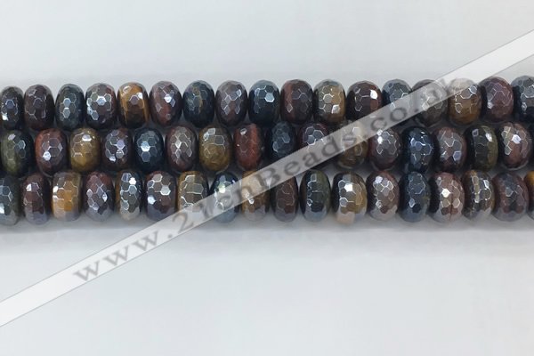 CTE2104 7*12mm faceted rondelle AB-color mixed tiger eye beads