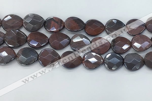 CTE2116 17*20mm faceted flat teardrop AB-color red tiger eye beads