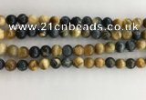 CTE2121 15.5 inches 8mm round golden & blue tiger eye beads