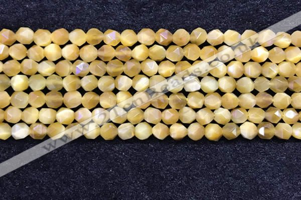 CTE2135 15.5 inches 6mm faceted nuggets golden tiger eye beads