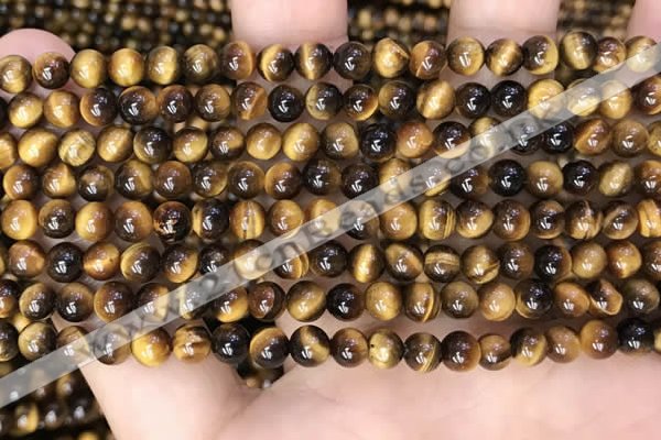 CTE2157 15.5 inches 5mm round yellow tiger eye gemstone beads