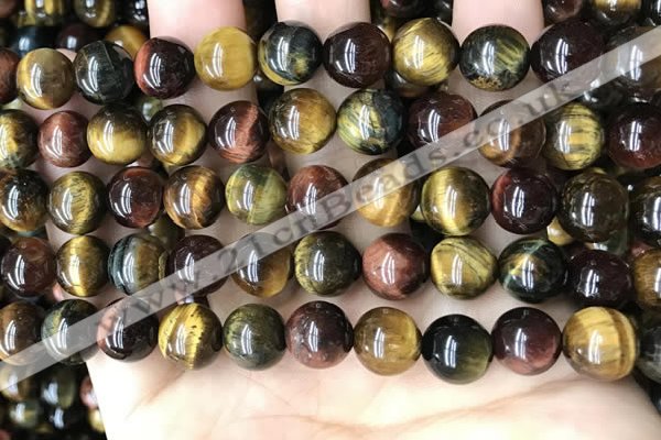 CTE2194 15.5 inches 12mm round mixed tiger eye beads wholesale