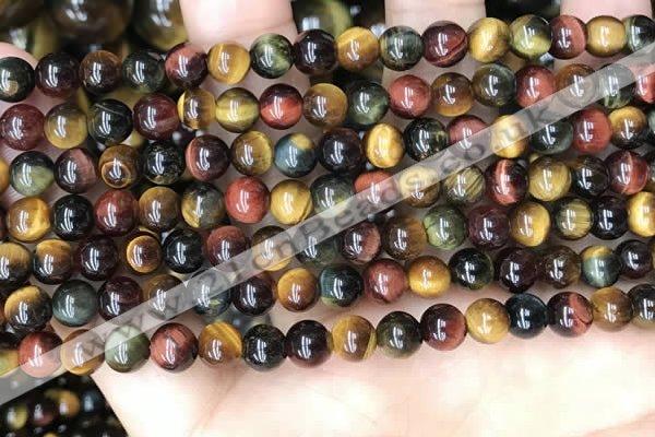 CTE2201 15.5 inches 6mm round mixed tiger eye gemstone beads