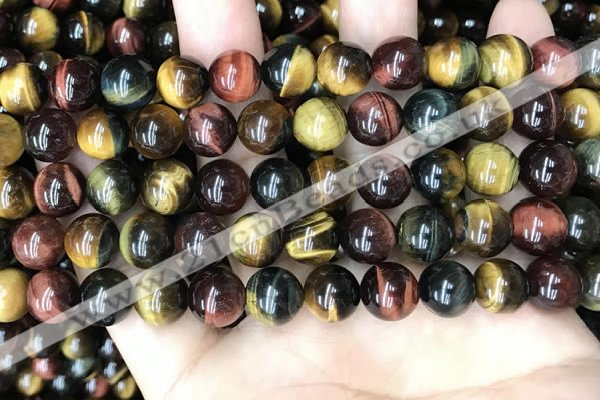 CTE2203 15.5 inches 10mm round mixed tiger eye gemstone beads