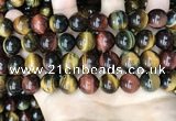 CTE2206 15.5 inches 16mm round mixed tiger eye gemstone beads