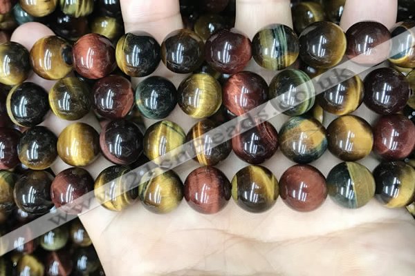 CTE2206 15.5 inches 16mm round mixed tiger eye gemstone beads