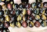 CTE2207 15.5 inches 18mm round mixed tiger eye gemstone beads