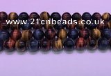 CTE2223 15.5 inches 14mm round colorful tiger eye gemstone beads