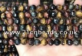 CTE2226 15.5 inches 6mm faceted round colorful tiger eye beads