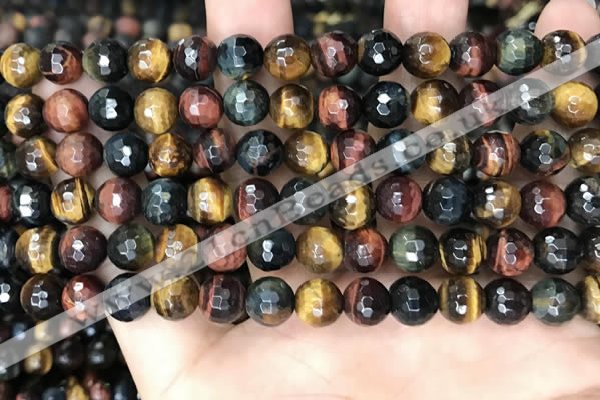 CTE2226 15.5 inches 6mm faceted round colorful tiger eye beads