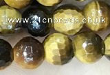 CTE2232 15.5 inches 6mm faceted round yellow tiger eye beads