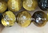 CTE2233 15.5 inches 8mm faceted round yellow tiger eye beads