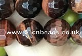 CTE2238 15.5 inches 8mm faceted round red tiger eye beads