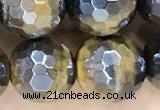 CTE2267 15 inches 10mm faceted round AB-color yellow tiger eye beads