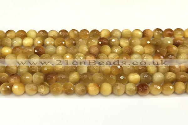 CTE2315 15 inches 6mm faceted round golden tiger eye beads