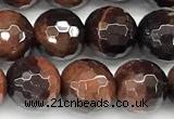 CTE2345 15 inches 8mm faceted round red tiger eye beads