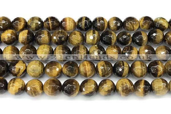 CTE2355 15 inches 10mm faceted round yellow tiger eye beads